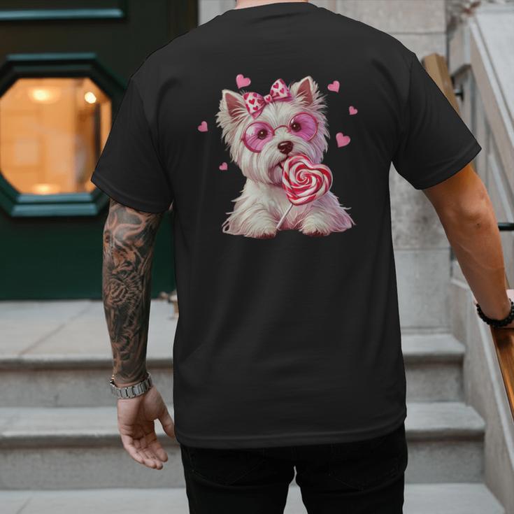 Westie Dog Valentines Day Dog Mom Westie Dad Candy Sucker For Men Women Girls Kids Men's Back Print T-Shirt