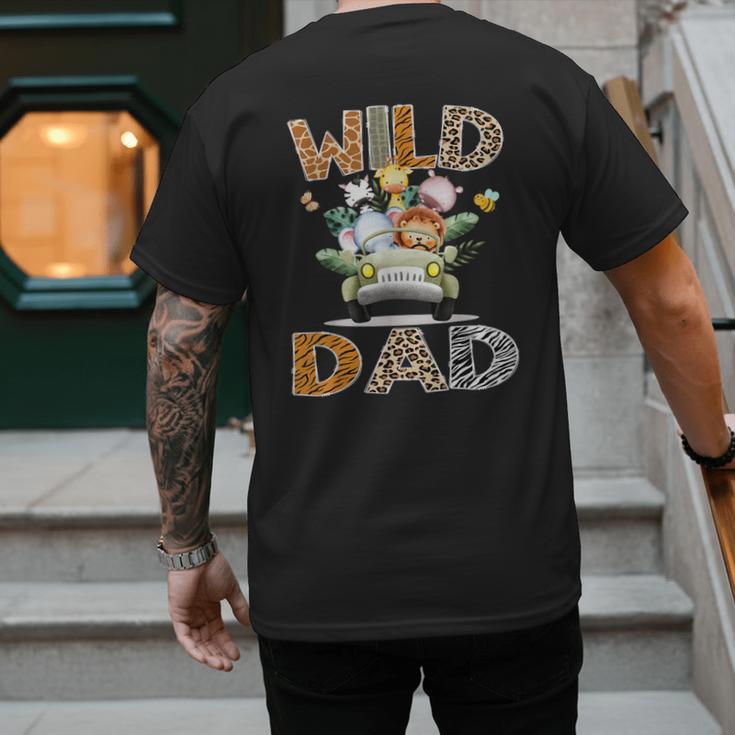 Wild Dad 1St Birthday Safari Jungle Animal Truck Men's Back Print T-Shirt