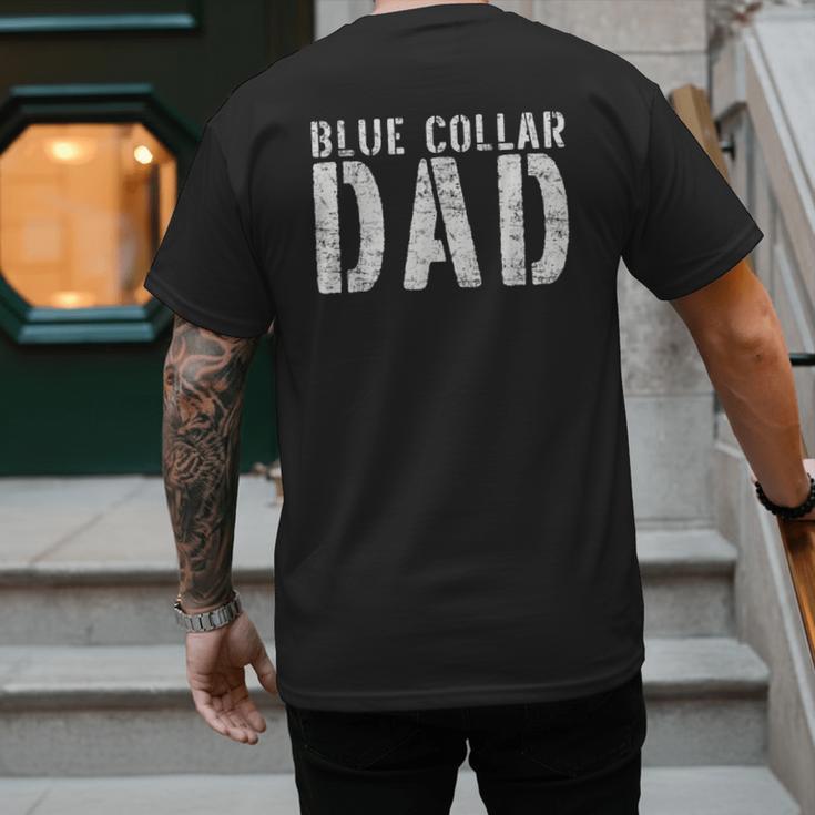 Worker Dad Workman Blue Collar Dad Men's Back Print T-Shirt