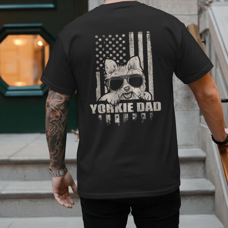 Yorkie Dad Cool Vintage Retro Proud American Men's Back Print T-Shirt
