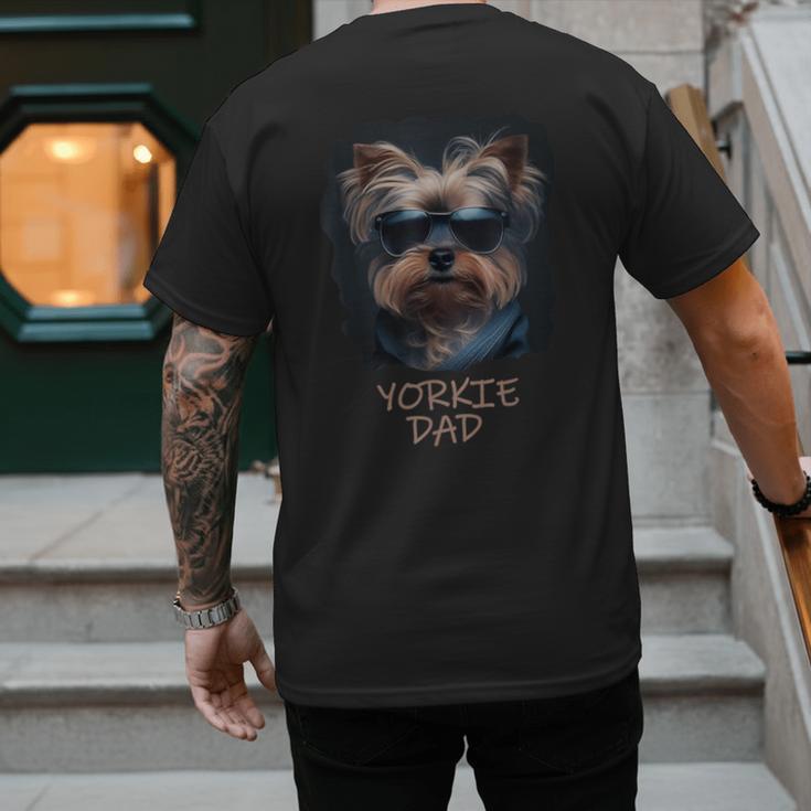 Yorkie Dad Cute Cool Dog In Sunglasses C Men's Back Print T-Shirt