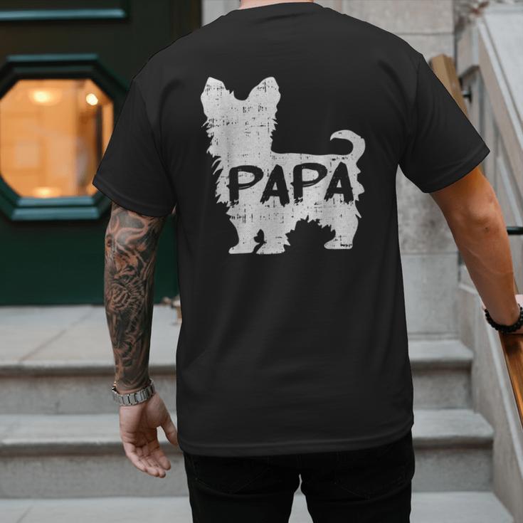 Yorkshire Terrier Papa Dog Puppy Doggie Pet Lover Yorkie Dad Men's Back Print T-Shirt