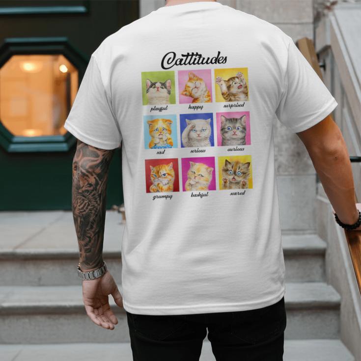 Cat Lover Cat Mom Cat Dad Crazy Cat Lady Cattitudes Men's Back Print T-Shirt