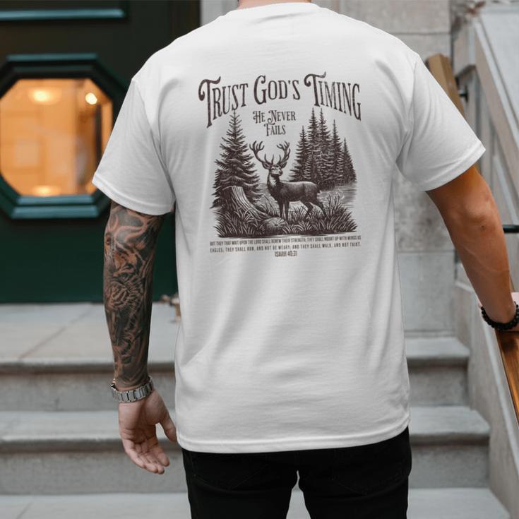 Christian Jesus Bible Verse Deer Elk Buck Hunting Dad Hunter Men's Back Print T-Shirt Christian Jesus Bible Verse Deer Elk Buck Hunting Dad Hunter Men's Back Print T-Shirt