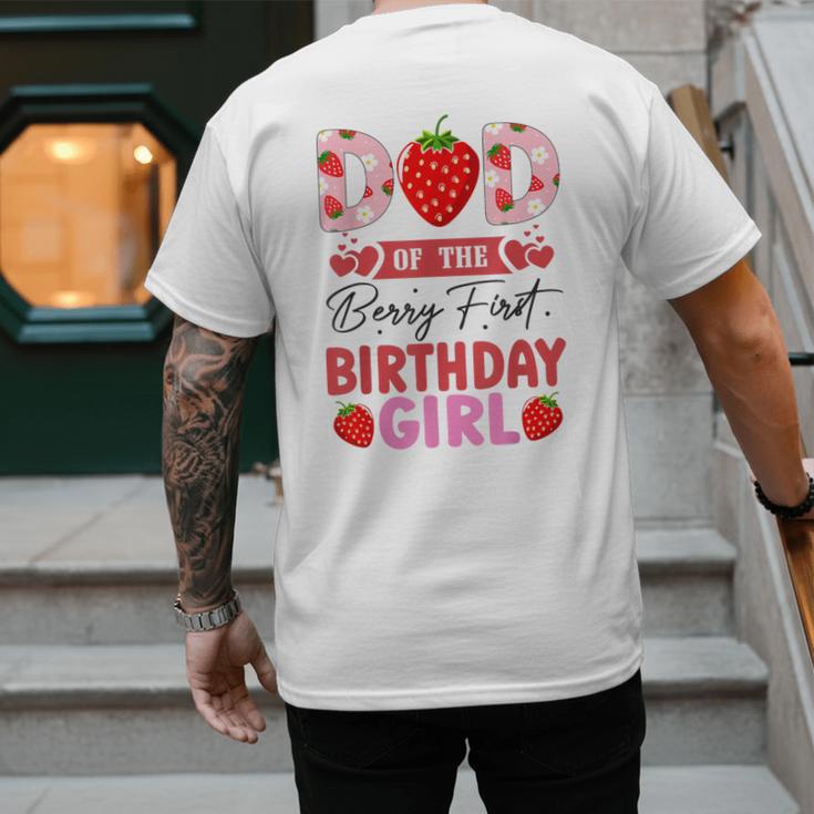 Dad Of The Berry First Birthday Girl Sweet Strawberry Men's Back Print T-Shirt