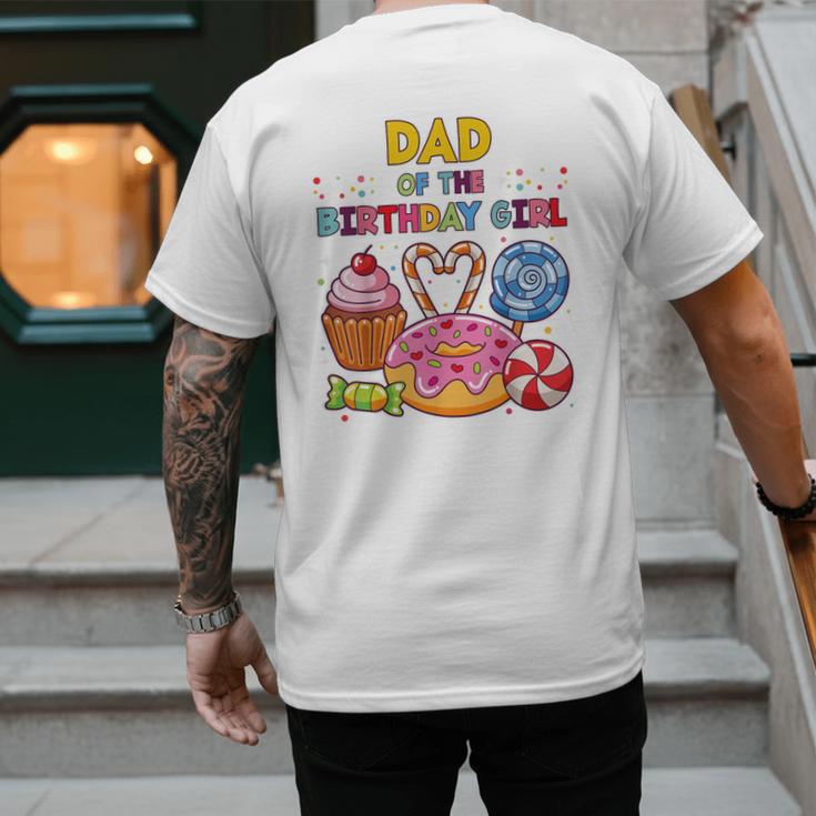 Dad Of The Birthday Girl Candyland Colorful Lollipop Party Men's Back Print T-Shirt
