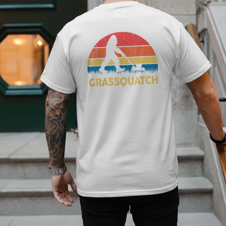 Dad Lawn Mowing Grassquatch Bigfoot Mower Garden Men's Back Print T-Shirt Dad Lawn Mowing Grassquatch Bigfoot Mower Garden Men's Back Print T-Shirt