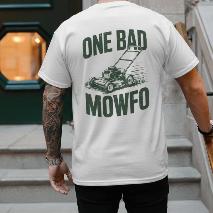 Dad Lawn Mowing One Bad Mowfo Mower Dad Gardening Men's Back Print T-Shirt