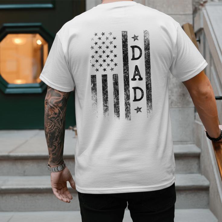 Dad Patriotic American USA Flag Father's Day Dad Men's Back Print T-Shirt