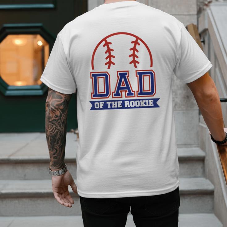 Dad Of Rookie 1st Birthday Baseball Theme Matching Party Men's Back Print T-Shirt Dad Of Rookie 1st Birthday Baseball Theme Matching Party Men's Back Print T-Shirt