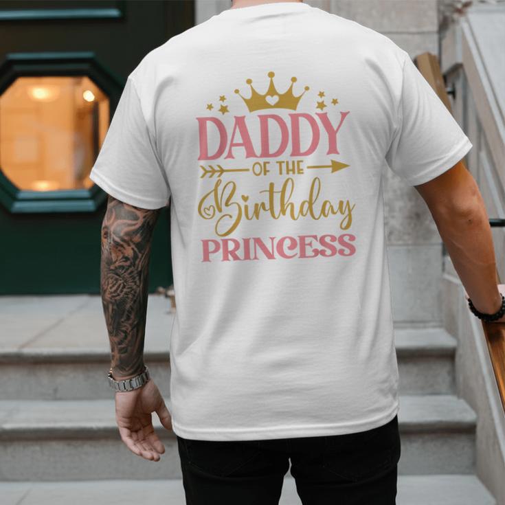 Daddy Of The Birthday For Girl 1st Birthday Princess Girl Men's Back Print T-Shirt Daddy Of The Birthday For Girl 1st Birthday Princess Girl Men's Back Print T-Shirt
