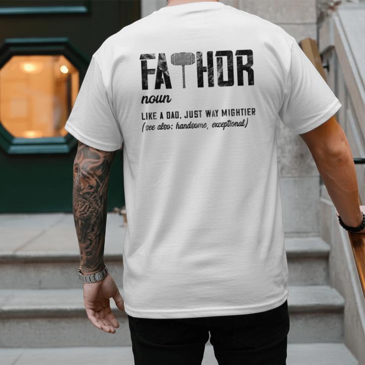 Fathor Like Dad Just Way Mightier Father's Day FA-Thor Men's Back Print T-Shirt