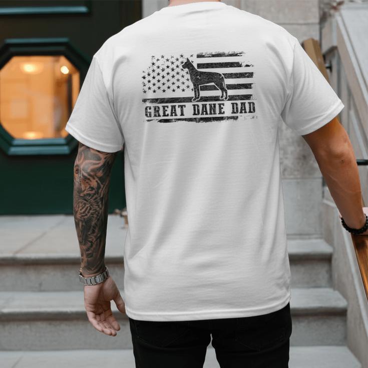 Great Dane Dad Distressed American Flag Patriotic Dog Men's Back Print T-Shirt