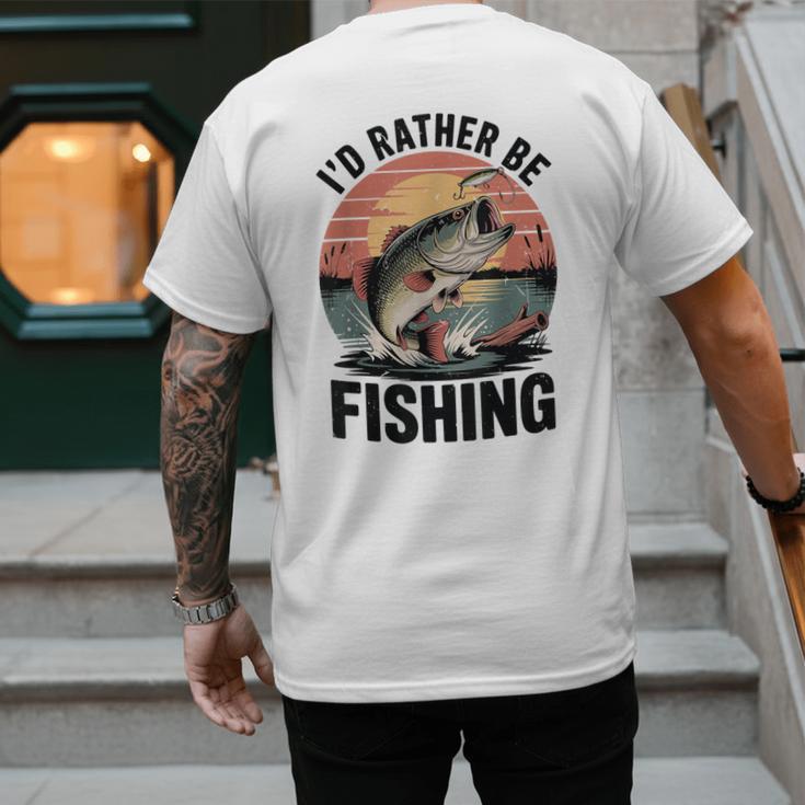 Id Rather Be Fishing Largemouth Bass Fish Dad Jokes Men's Back Print T-Shirt
