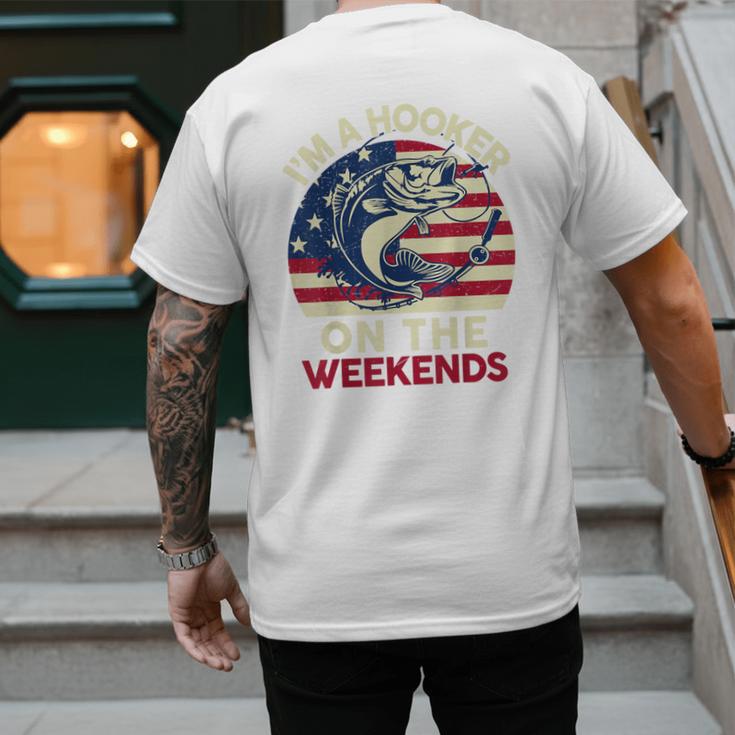 I'm Hooker On The Weekends Dirty Bass Dad Fishing Men's Back Print T-Shirt