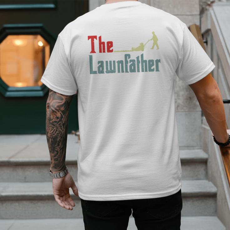Lawn Mowing Lawnfather Dad Lawn Mower Gardening Men's Back Print T-Shirt