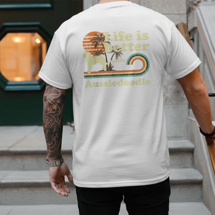 Life Better Aussiedoodle Vintage Dog Mom Dad Men's Back Print T-Shirt Life Better Aussiedoodle Vintage Dog Mom Dad Men's Back Print T-Shirt