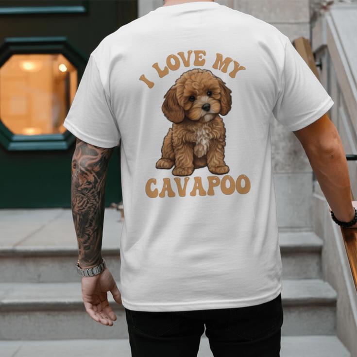 I Love My Cavapoo For Mom Dad Kids Men's Back Print T-Shirt