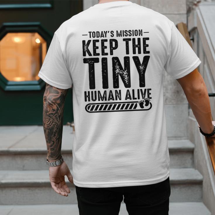 New Dad Est Keep Tiny Human Alive First Time Father's Day Men's Back Print T-Shirt