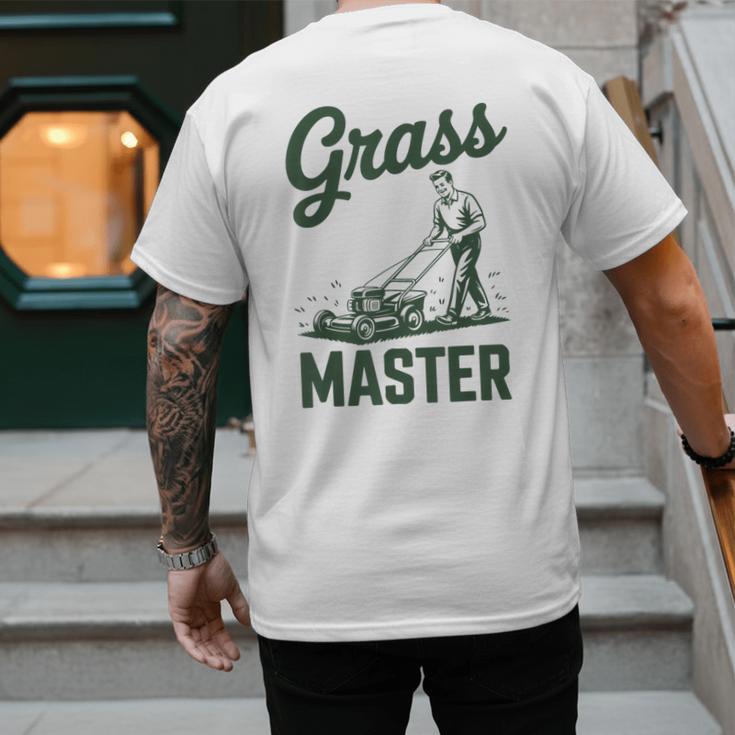 Push Lawn Mower Legend Grass Master Dad Mowing Men's Back Print T-Shirt