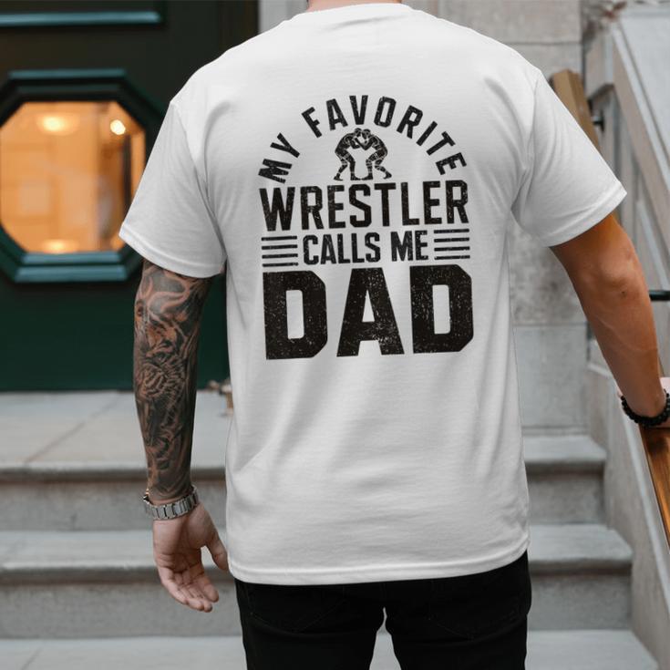 Wrestler Daddy Wrestling Dad Men's Back Print T-Shirt