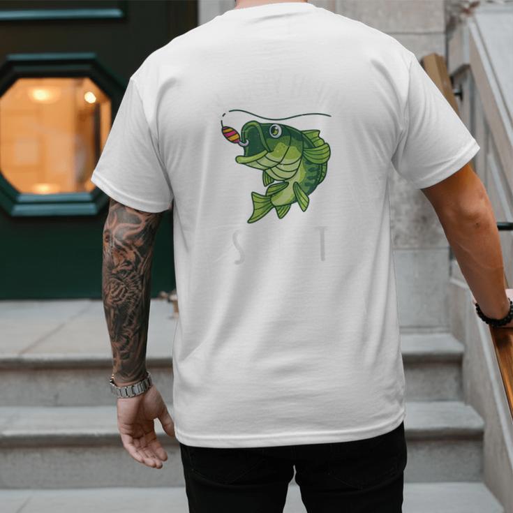 Youth Boy My Lucky Fishing-Shirt Bass Fish Dad Men's Back Print T-Shirt