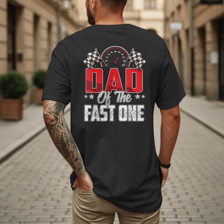1 Year Old Racing Car Fast One Birthday 1st Family Dad Men's Back Print T-Shirt