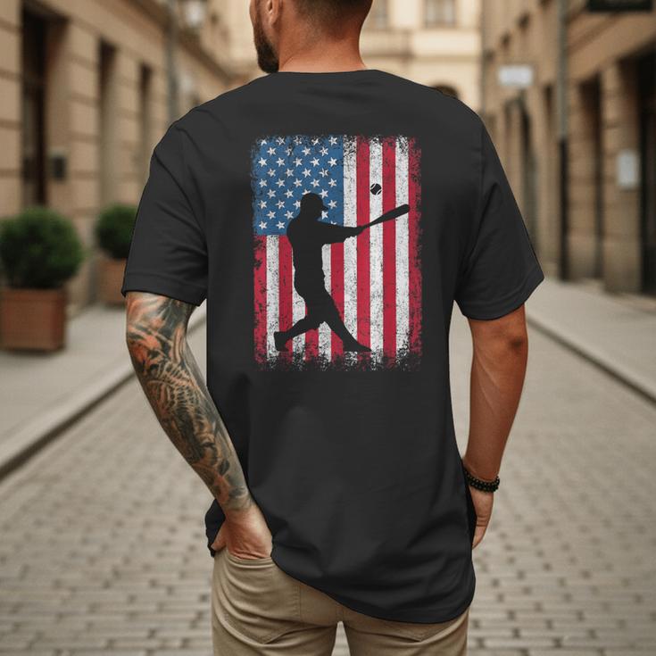 American Flag Vintage Baseball Flag Dad Mom Tee T-Shirt Men's Back Print T-Shirt