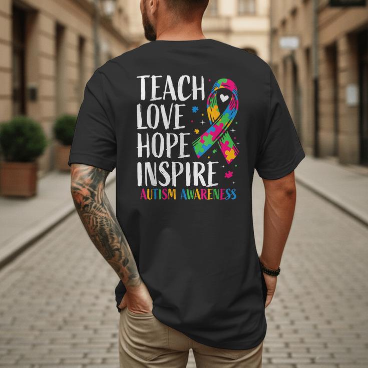 Autism Awareness Ribbon Mom Dad Kids Autistic Support Autism Men's Back Print T-Shirt Autism Awareness Ribbon Mom Dad Kids Autistic Support Autism Men's Back Print T-Shirt