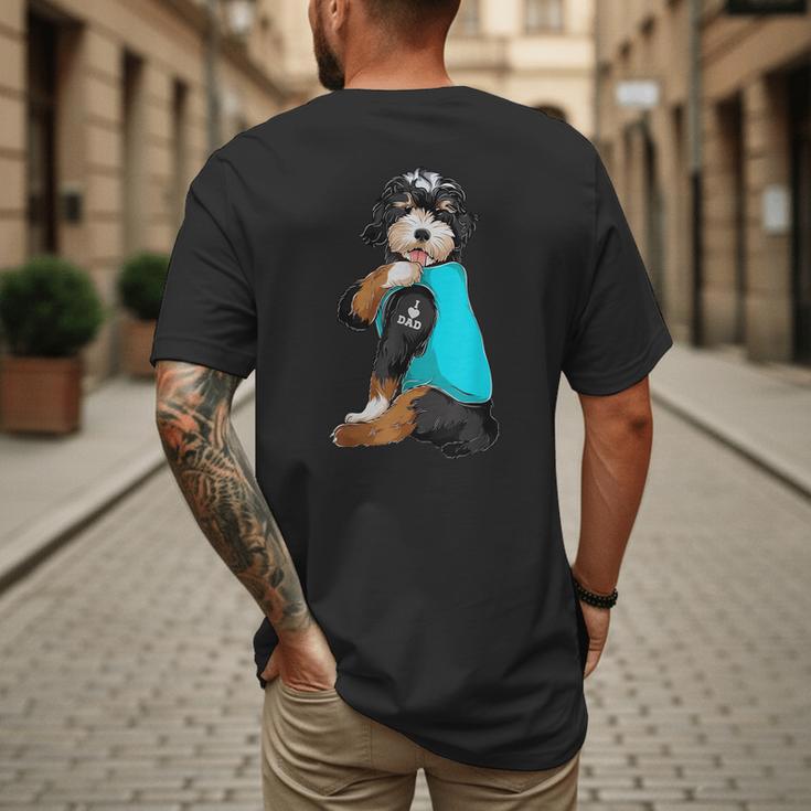 Bernedoodle I Love Dad Tattoo Apparel Dog Dad Dads Men's Back Print T-Shirt