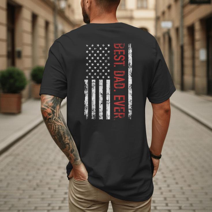 Best Dad Ever US American Flag Gift For Father's Day Short Sleeve Men's Back Print T-Shirt