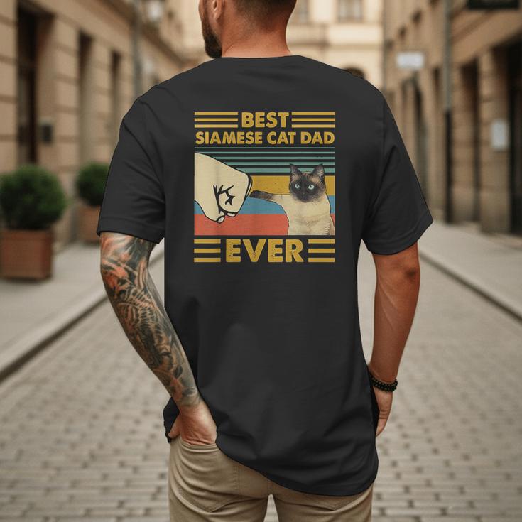 Best Siamese Cat Dad Ever Retro Vintage Sunset Men's Back Print T-Shirt