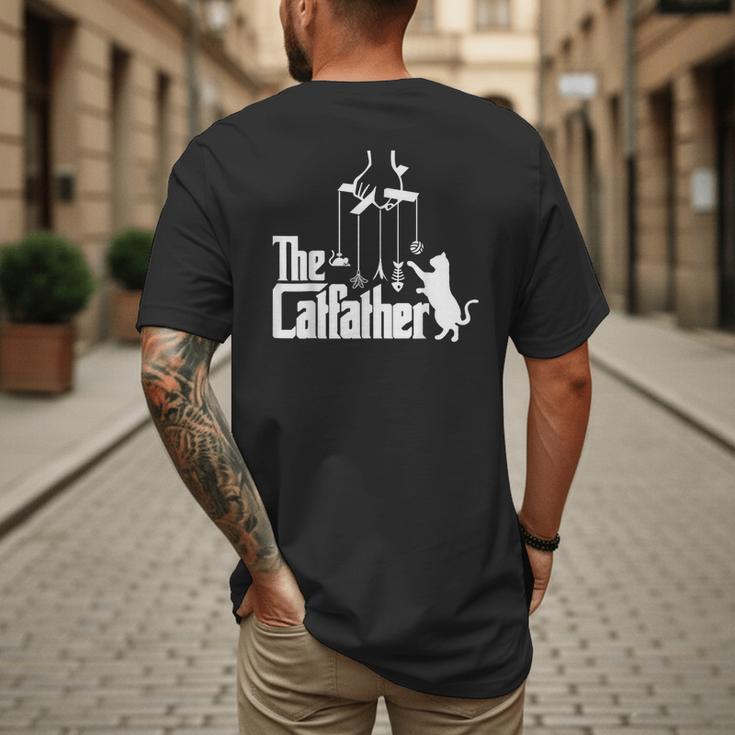 Cat Dad Life The Catfather Fathers Day Vintage Men's Back Print T-Shirt