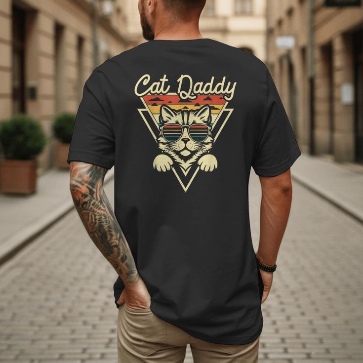 Cat Daddy Retro Sunglasses Cat Fur Dad Papa Vintage Cat Dad Men's Back Print T-Shirt