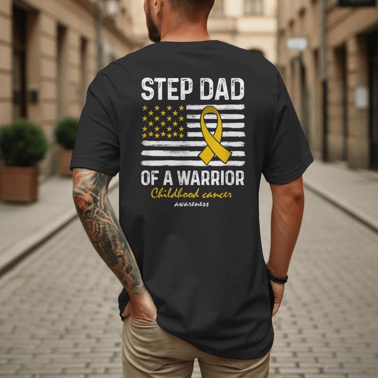 Childhood Cancer Survivor Support Step Dad Of A Warrior Men's Back Print T-Shirt Childhood Cancer Survivor Support Step Dad Of A Warrior Men's Back Print T-Shirt
