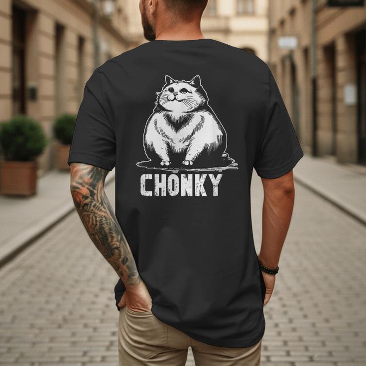 Chonk Fat And Hairy Cat Cats Kittens Dad Graphic Mom Funny Men's Back Print T-Shirt Chonk Fat And Hairy Cat Cats Kittens Dad Graphic Mom Funny Men's Back Print T-Shirt