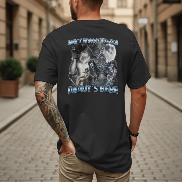 Cool Alpha Wolf Meme Don't Worry Kitten Daddy's Here Men's Back Print T-Shirt