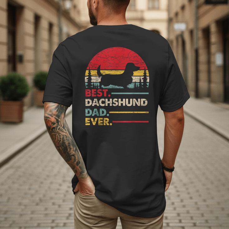 Dachshund Long Haired Best Dad Ever Dog Vintage Retro Men's Back Print T-Shirt