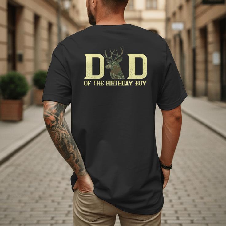 Dad Of The Birthday Boy Deer Hunter Camouflage Flag Men's Back Print T-Shirt