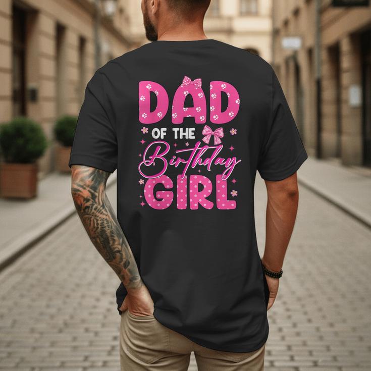 Dad Of The Birthday Girl Pink Bow Birthday Girl Family Men's Back Print T-Shirt