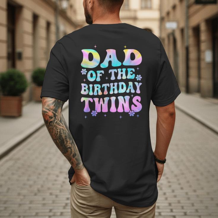 Dad Of The Birthday Twins Girls Kids Party Retro Bday Men's Back Print T-Shirt