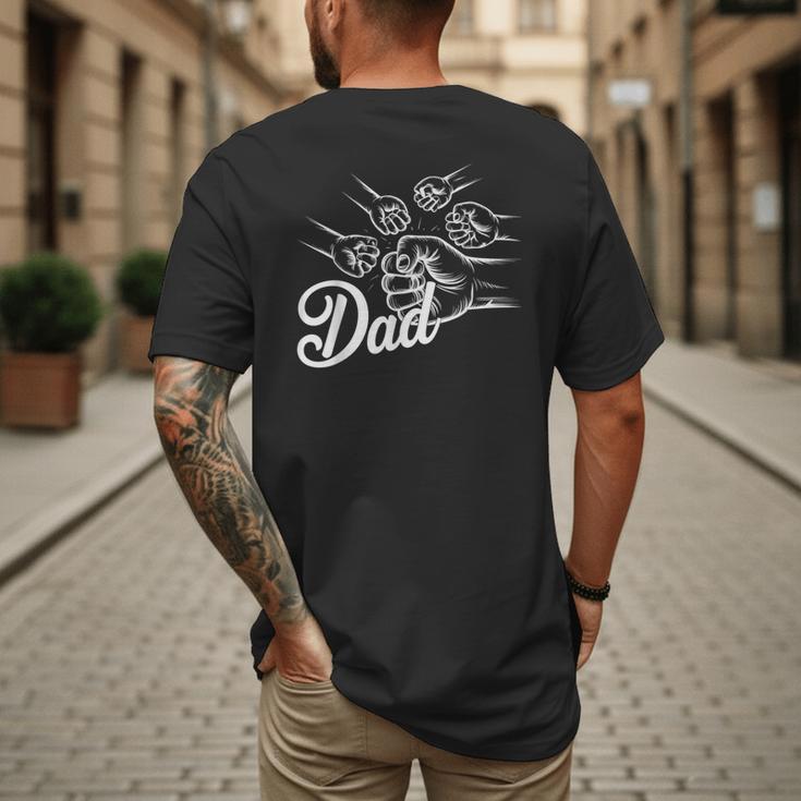 Dad Of Four Toddler Kids Fathers Day Fist Bump Family Men's Back Print T-Shirt