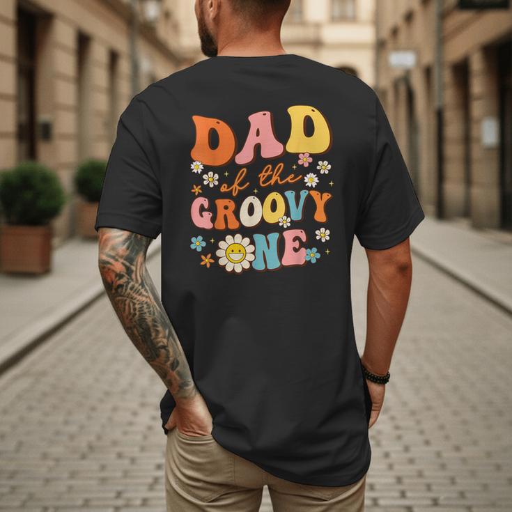 Dad Of The Groovy One 1st Birthday Pregnancy Announcement Men's Back Print T-Shirt