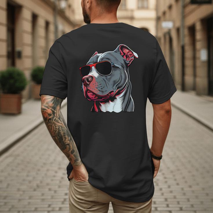 Dad Mom Cool Dog Sunglasses Pitbull Men's Back Print T-Shirt