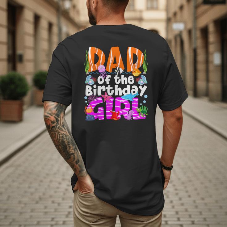 Dad Under Sea Birthday Party Girls Ocean Sea Animals Themed Men's Back Print T-Shirt