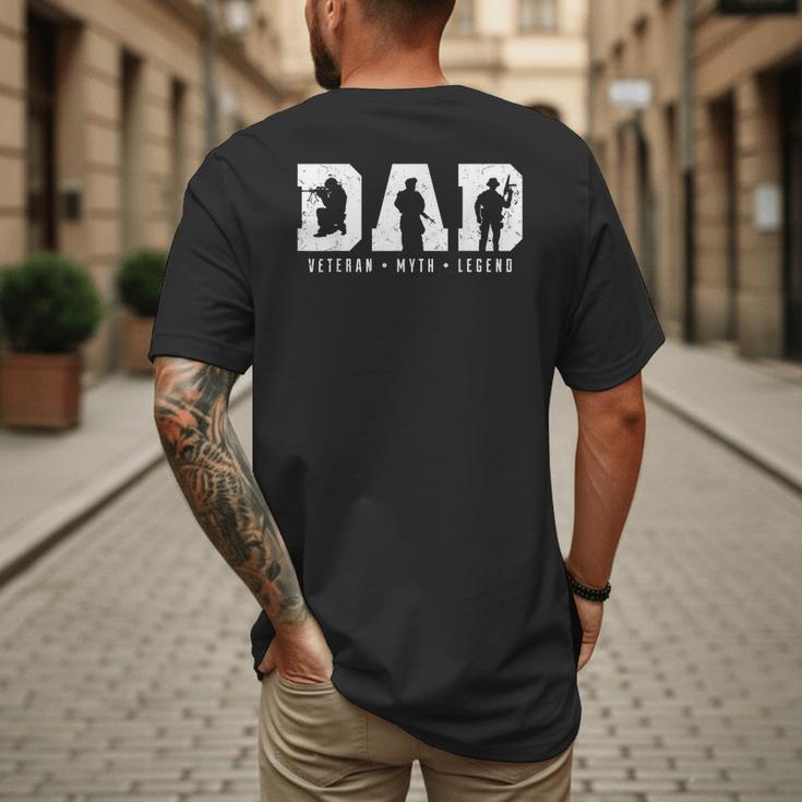 Dad Veteran Myth Legend Dad Military Father Men's Back Print T-Shirt