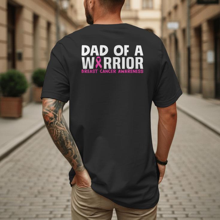 Dad Of A Warrior Breast Cancer Awareness Support Daughter Men's Back Print T-Shirt