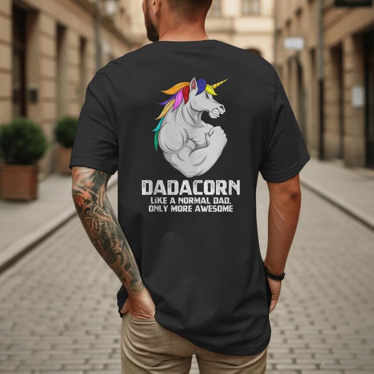 Dadacorn Muscle Dad Unicorn Fathers Day Men's Back Print T-Shirt
