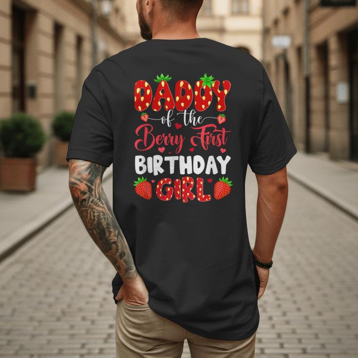 Daddy Of The Berry First Birthday Of Girl Strawberry Men's Back Print T-Shirt