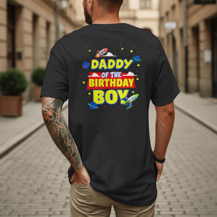 Daddy Of The Birthday Astronaut Boy Outer Space Theme Party Men's Back Print T-Shirt